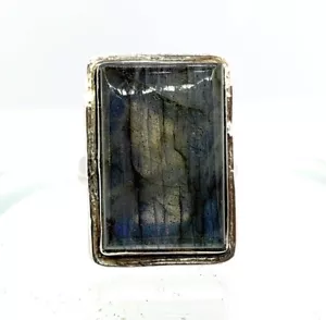 Sterling Silver Labradorite Ring Size P - Picture 1 of 10