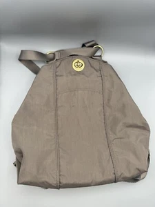 baggallini Tan Brown Backpack Small Women’s Gold Hardware Zipper Pockets Travel - Picture 1 of 14