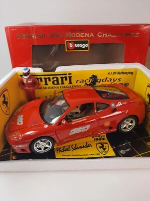 Burago Ferrari 360 Modena Challenge Michael Schumacher RACING DAYS 1999 1/18 - Photo 1/3