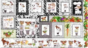 Loralie Designs - Happy Chef 👩🍳👨🍳Quilting And Crafting Cotton Panel - Picture 1 of 2