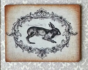 Dollhouse Miniature VICTORIAN rabbit Fancy Frame EASTER shabby chic antique b/w - Picture 1 of 4