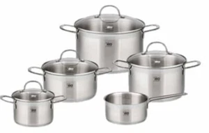 ELO 5er topfset TOP COLLECTION Kochtöpfe aus Edelstahl mit Glasdeckel Silber - Bild 1 von 1