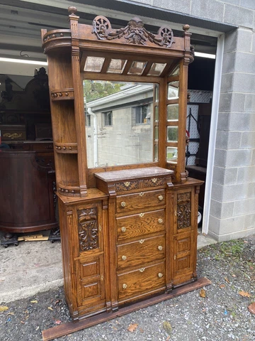 VICTORIAN OAK BARBER SHOP BAR CABINET Cover