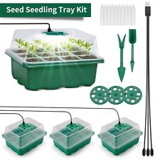 3Pcs Seed Starter Tray Kit Seedling Tray Humidity Adjustable Kit w/ Grow Light