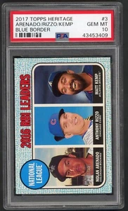 2017 Topps Heritage Arenado Rizzo PSA 10 GEM MINT RBI Leaders Blue SCRATCH READ - Picture 1 of 2