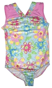 Capezio Leotard Bodysuit Tank Daisy Mosaic Flower Hologram New Child Girl M 8 10 - Picture 1 of 10