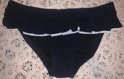 Gottex Heritage Black White Ruffled Bathing Swim Suit Bottoms Only Sz 6 - Image 1 of 4