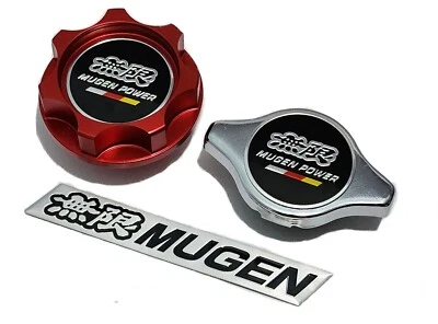 RADIATOR CAP + OIL CAP FOR HONDA & ACURA RED MUGEN CIVIC EG6 EK9 ACCORD SI CRV j - Image 1 of 4