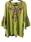 Calessa Boho Blouse Embroidered Top Artsy Art to Wear Textured KK201