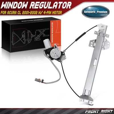 Regulador de ventana eléctrica con motor (2 pines) para Acura CL 2001 2002 delantero derecho Foto 1 de 4