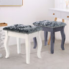 Retro Crushed Velvet Pouffe Dressing Table Stool Dresser Chair Wooden Piano Seat