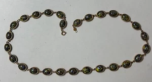 Vintage Accessocraft NYC Sautoir Necklace Gold Tone Multicolor Fused Glass Beads - Picture 1 of 7