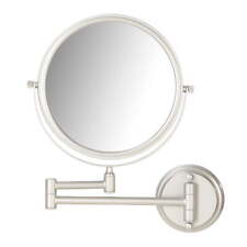 Modern Wall Mount 8 inch Round Mirror, Satin Nickel Finish Home Garden Mirrors