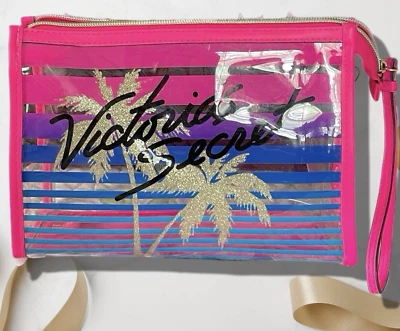 NUEVO Bolso de Maquillaje Cosmético de Lujo Victoria’s Secret Rosa Caliente Palmas Sueño en Soñador Foto 1 de 4