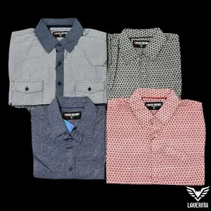 New Mens Bundle Pack of 4 Medium Size Dress Shirts Polka Dot Pattern Slim Fit - Picture 1 of 1