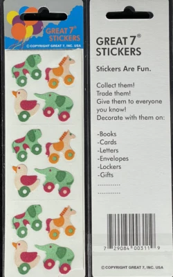 12 paquetes de pegatinas de animales de juguete difuso, diseño de pegatinas "Great 7", PFZ6103 Foto 1 de 4