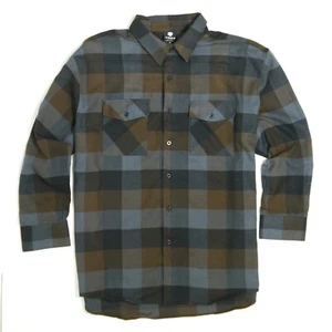 YAGO Men's Casual Plaid Flannel Long Sleeve Button Up Shirt Brown/22A (S-5XL) - Picture 1 of 3