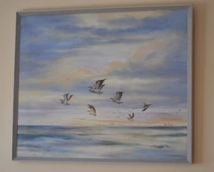 Ölgemälde auf Leinwand Pelikane im Flug - Bild 1 von 5