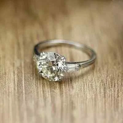 Anillo de compromiso de moissanita simulada de corte redondo de 2,00 quilates... - Imagen 1 de 4