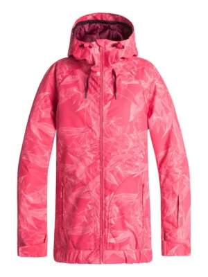 Jaqueta de esqui Roxy Valley com capuz Teaberry lavada floral feminina snowboard NOVA - Imagem 1 de 2