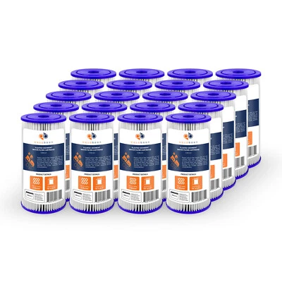 FILTERWAY 20PK of Big Blue 5µm Pleated Washable Sediment Water Filter 10"x4.5" by Aquaboon
