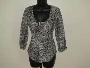 Betsy Johnson Intimate Fleece Top Animal Print Black/ White Size Small - Picture 1 of 12