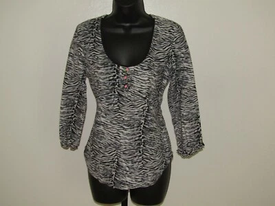 Top polar íntimo Betsy Johnson estampado animal negro/blanco talla pequeña Foto 1 de 4