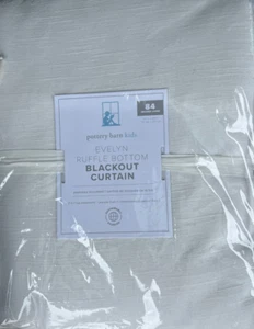 Pottery Barn Kids Evelyn Linen Ruffle Bottom Blackout Curtain White 44" x 84" - Picture 1 of 1