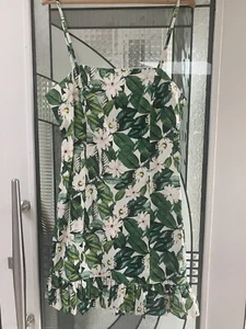 Sunny Girl Summer Dress Tropical Print Bright Green Colours Size 14 - Picture 1 of 10