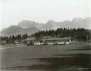 Allemagne, Strengel & Co, Gasthaus zu Klais und Karwendelgebirge Vintage print - Photo 1/1