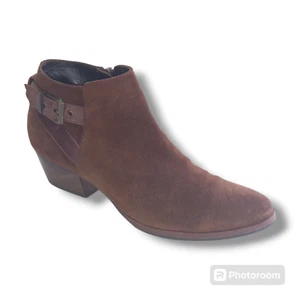 Aquatalia Farin Suede Side Zip Ankle Booties-Size 8.5-Weatherproof-Block Heel - Picture 1 of 11