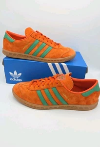 ADIDAS *HAMBURG* (H00447) Orange - Green Men's Suede Trainers UK 10.5 - EU 45⅓ - Picture 1 of 11