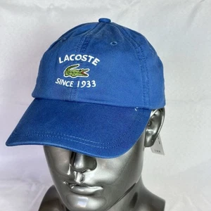 Sombrero Lacoste Desde 1933 Vintage Nuevo con Etiquetas Gorra Ajustable Azul Rayas Correa Etiqueta - Imagen 1 de 10