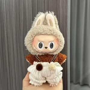 Conjunto de Top Marrón y Pantalones Crema para Muñeca Labubu de 7 Pulgadas Pom Pom Lindo Conjunto de Tela - Imagen 1 de 1