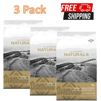 3 Pack, Diamond Naturals Light Adult Dog Lamb Meal & Rice Formula Dry Food, 30LB - Image 1 of 4