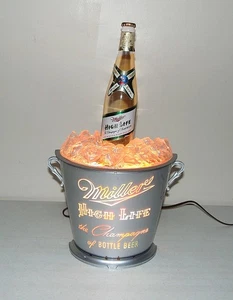 Anzeige lesen MILLER HIGH LIFE FLASCHENLICHT rotierender SEKTEIMER Bewegung BIERSCHILD - Bild 1 von 14
