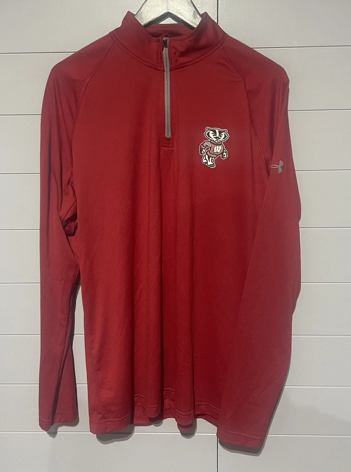 Pullover Wisconsin Badgers Under Armour 1/4 cremallera para hombre talla grande rojo equipo térmico Foto 1 de 4