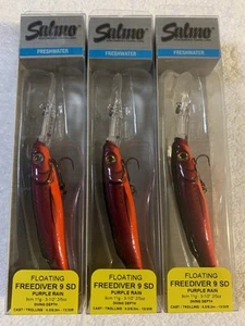 (LOT OF 3) SALMO FREEDIVER 9 SD FLOATING 2/5oz. PURPLE RAIN NIP - Picture 1 of 3
