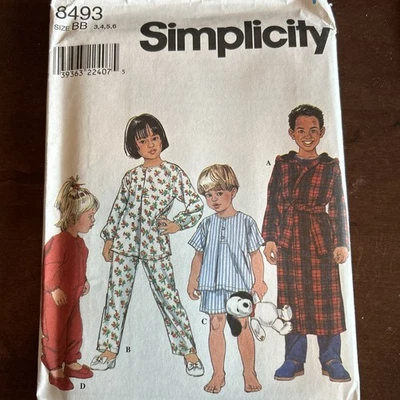 Simplicity Pattern 8493 Toddler's and Child's Sleepwear Sizes 3-4-5-6 UNCUT - Image 1 of 3