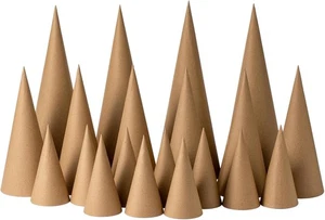 Crafjie 20 PIEZAS Conos Papel Maché Fondo Abierto Variedad Paquete Conjunto de 20 Piezas  - Imagen 1 de 8