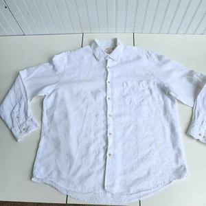 Tasso Elba Mens White Shirt 100% Linen/ Long Sleeves Casual Button XXL 18- 18.5 - Picture 1 of 8