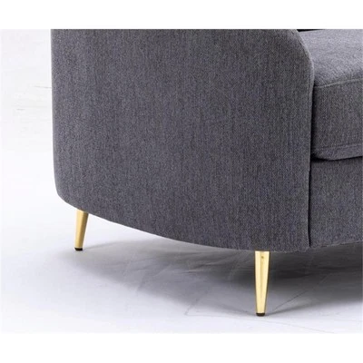 Sofá tapizado de tela y metal ACME Furniture Yuina en gris y dorado Foto 1 de 4