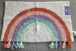 Alfombra de baño Wild Sage 100 % algodón borlas Elise arco iris, acolchada 20" X 33" OEKO Tex - Imagen 1 de 2