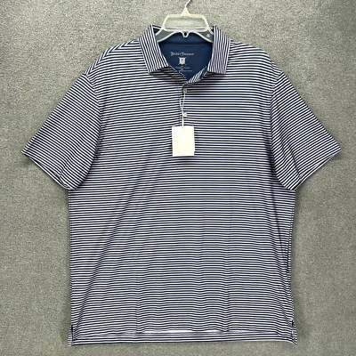 Рубашка поло Hickey Freeman мужская большая в полоску для гольфа впитывающая влагу эластичная UPF - Изображение 1 из 4