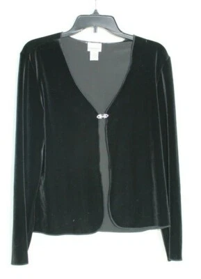 Fashion Bug Womens Stretch Black Velvet Jacket Size M - Image 1 of 4