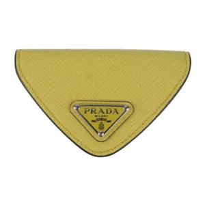 PRADA coin purse 2MM004 Coin Pocket Triangular logo Safiano leather SOLE ye... - Picture 1 of 8