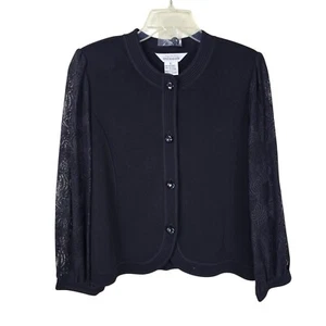 Exclusivamente Misook Chaqueta Tejida Negra S Encaje Transparente Mangas Globo Oficina Formal - Imagen 1 de 12