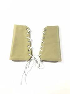 Beige 2 Pieces Genuine Real Leather Gauntlet Cuff Wristband Arm Band Pair - Picture 1 of 1