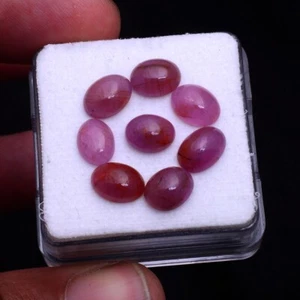 8 Pcs Natural Ruby 7.71mm-8.76mm Oval Cabochon Untreated Dazzling Red Gemstones - Picture 1 of 8