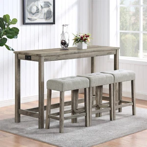 4 Piece Dining Table Set Table w/ 3 Chair Wooden Kitchen Breakfast Furniture - Picture 1 of 15
